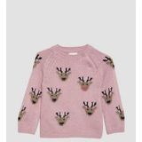 s.Oliver - Trui - Oudroze - Katoen - Henley Hals, Motiefprint, Lange Mouw