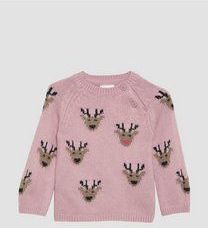 s.Oliver - Trui - Oudroze - Katoen - Henley Hals, Motiefprint, Lange Mouw