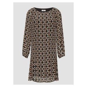 Jurk - Geplooide Chiffonjurk - Met Pofmouwen