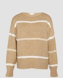 Gebreide Trui - Gestreept - Relaxed-fit - Ronde Hals - Verlaagde Schouders