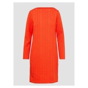 s.Oliver - Jurk - Oranje - Katoen - Boothals, Effen, Lange Mouw, Losse Pasvorm