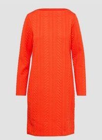 s.Oliver - Jurk - Oranje - Katoen - Boothals, Effen, Lange Mouw, Losse Pasvorm