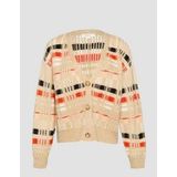 s.Oliver - Gebreid Vest - Beige - V-hals - Lange Mouw