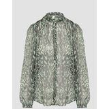 Blouse - Sheer Chiffon - Met All-over Print - Pofmouwen - Modieuze Look