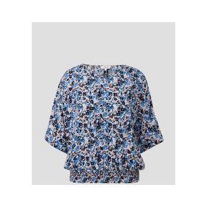 s.Oliver - Blouse - Blauw - Blouseshirt - Halve Mouw - Bloemenprint