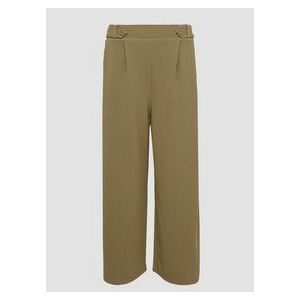 QS - Broek - Olijfgroen - Crêpe - Wide Leg, High Waist, 7/8 Lengte