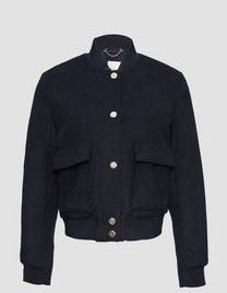 s.Oliver - Blouson - Blauw - Wolmix - Col Montant - Manches Longues