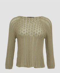 Gebreide Trui - Slim-fit - Katoen - 3/4 Mouwen - Ajourpatroon