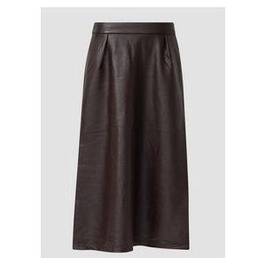 Rok - Hoog Uitlopende Midirok - Lederlook - Strokenrok