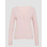 Shirt met lange mouwen met Henley-hals en vlamgarenstructuur, zacht roze, 34