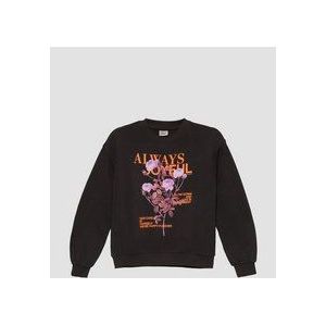 Hoodie - Zwart - Print - Ronde Hals - Zonder Capuchon