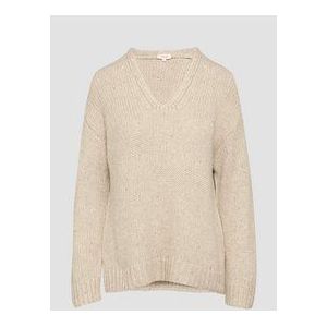 s.Oliver - Trui - Crème - V-hals - Effen - Lange Mouw