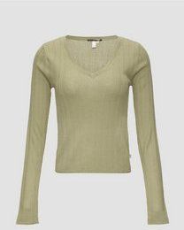 Gebreide Trui - V-Hals - Groen - Viscosemix - Regular Fit