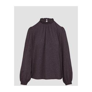 QS - Blouse - Aubergine/Wit - Wijde Blouse - Lange Mouw - Knoopsluiting