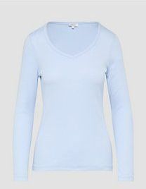 s.Oliver Fijne jersey longsleeve met geribbelde structuur, lichtblauw, 34