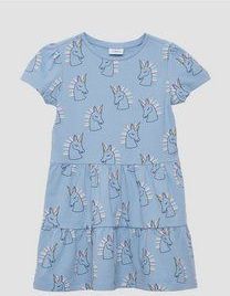 s.Oliver - A-lijn Jurk - Jersey - Met Pofmouwtjes - Ronde Halslijn