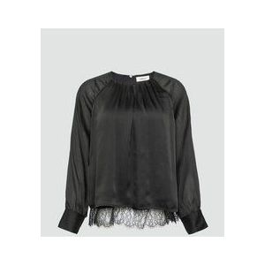 Blouse - Viscose - Met Textuur en Kanten Details - Lange Mouwen - Normale Pasvorm