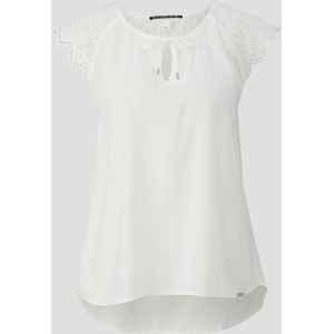 Mouwloze blouse met broderie anglaise