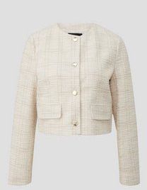 Binnenjas - Katoenmix - Bijgesneden Boucle Blouson - Normale Pasvorm - Ronde Halslijn