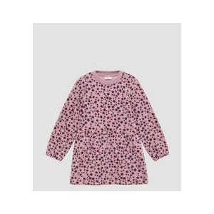 s.Oliver - Jurk - Antraciet/Rosa/Bourgogne - Sweatstof - Bloemenprint