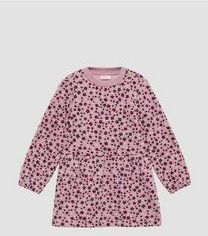 s.Oliver - Jurk - Antraciet/Rosa/Bourgogne - Sweatstof - Bloemenprint