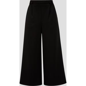 Q/S By S.Oliver Cropped Wide Leg Pantalon Zwart