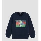 s.Oliver - Sweatshirt - Navy - Geribd Ceintuurtje, Sweatstof, Motiefprint, Lange Mouw
