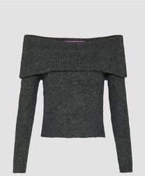 Gebreide Trui - Off-Shoulder Halslijn - Slanke Pasvorm - Lange Mouwen