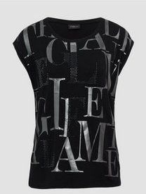 T-shirt - Regular Fit - Zwart - Glinsterende Folieprint