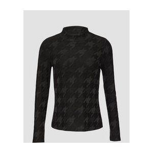 T-shirt - Slim-fit - Lange Mouwen - Houndstooth-patroon