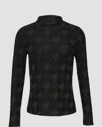 T-shirt - Slim-fit - Houndstooth-patroon - Lange Mouwen