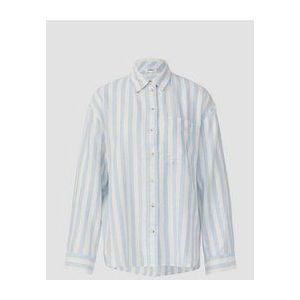 s.Oliver - Blouse - Lichtblauw/Wit - Klassieke Blouse - Lange Mouw