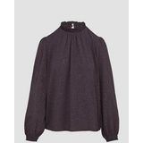 QS - Blouse - Aubergine/Wit - Wijde Blouse - Lange Mouw - Knoopsluiting