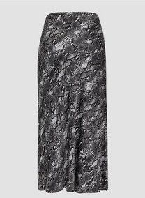 s.Oliver - A-lijn Rok - Basaltgrijs - Satijn - 3/4 Lengte