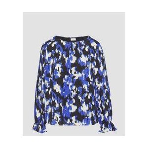 s.Oliver BLACK LABEL - Blouseshirt - Blauw/Natuurwit - Gedrapeerd - Plissé