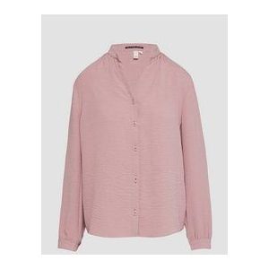 Blouse - Effen - Crêpe - Lange Mouw - Opstaande Kraag