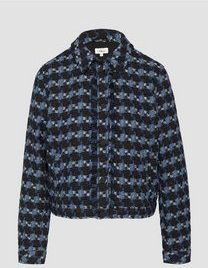 s.Oliver Bouclé-jas met patroon, vrouwelijk en modern, Donkerblauw, 34