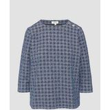 s.Oliver - T-shirt - Blauw - Bouclé - Met Decoratieve Knopen