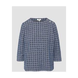 s.Oliver - T-shirt - Blauw - Bouclé - Met Decoratieve Knopen