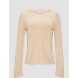 s.Oliver - Trui - Beige - Knitwear - Boothals, Effen, Lange Mouw, Normale Pasvorm