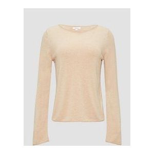 s.Oliver - Trui - Beige - Knitwear - Boothals, Effen, Lange Mouw, Normale Pasvorm