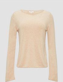 s.Oliver - Trui - Beige - Knitwear - Boothals, Effen, Lange Mouw, Normale Pasvorm