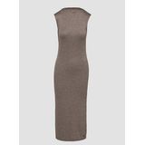 Jurk - Viscose - Ronde Hals - Mélange - Mouwloos - Aansluitende Pasvorm - 3/4 Lengte