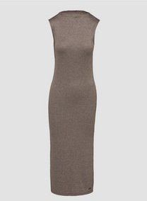 Jurk - Viscose - Ronde Hals - Mélange - Mouwloos - Aansluitende Pasvorm - 3/4 Lengte