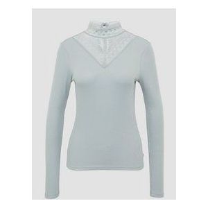 QS - Shirt - Pastelgroen - Effen - Lange Mouw - Slanke Pasvorm