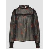 QS - Blouse - Rood/Zwart - Blouseshirt - Gevoerde Zoom/Rand - Lange Mouw