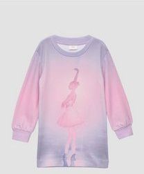 s.Oliver - Jurk - Pink - Sweatstof - Geribbelde Kraag, Ronde Hals, Lange Mouw