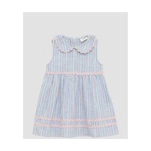 s.Oliver - A-lijn Jurk - Gestreept - Mouwloos - Peter Pan-kraag