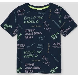 S.Oliver T-shirt met All Over Print Donkerblauw