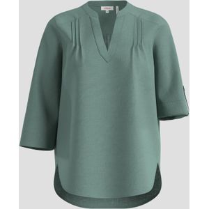 Linnen blouse met 3/4-mouwen en tuniekhals